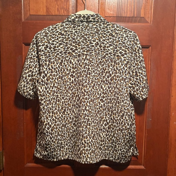 Donn Kenny Leopard Print Button Down Top Brown & Tan Size PL - Picture 4 of 9